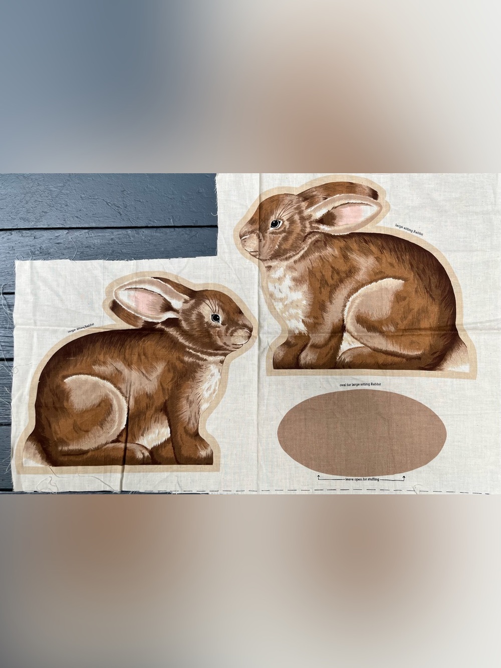 Vintage Cranston Print Works Cut-and-Sew Rabbit Fabric Panel Plush Pillow
